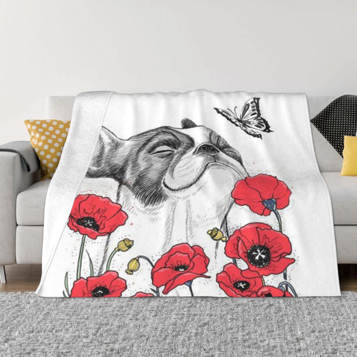 Pug In Flowers Custom Home Decor An Ultra-Soft Micro Fleece Blanket 30x40in