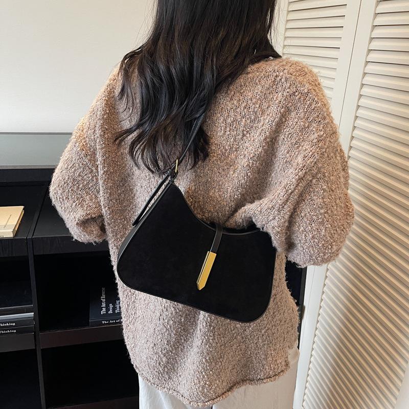 Suede bag women's large capacity 2025 new autumn and winter matte retro shoulder underarm bag work commuter bag