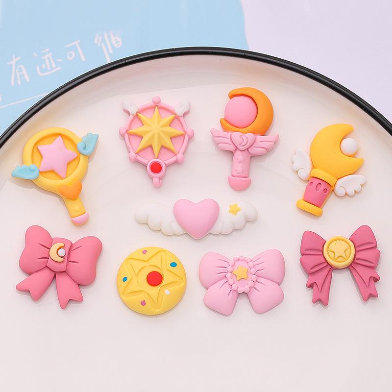 10Pcs New Cute Kawaii Mini Cartoon Magic Wand Flat Back Resin Cabochons Scrapbook Diy Wedding Hairpin Accessories Craft A125