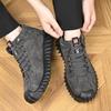 Men's 2024 Winter High-Top Suede Leather Boots with Plush Lining and Cold-Proof Design