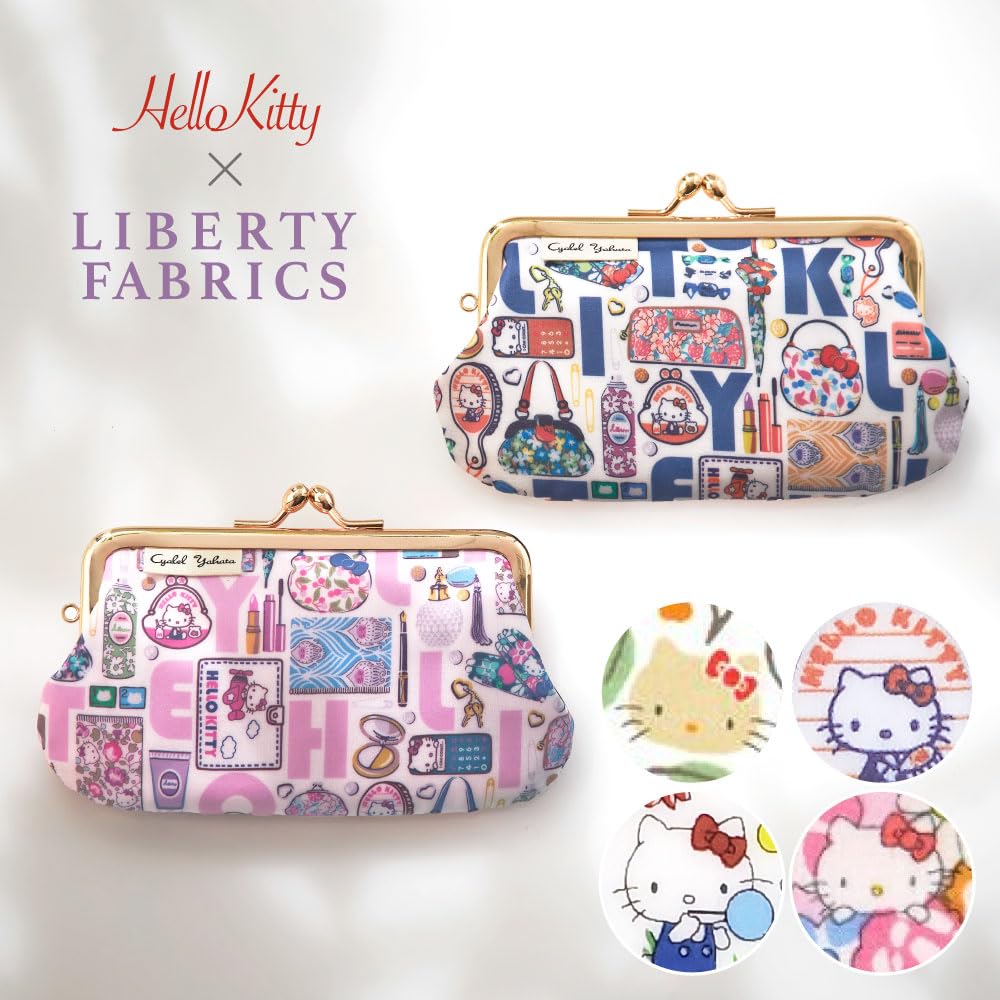 Mini Pouch with Hello Sanrio Liberty Floral Small Cosmetic Cute and Stylish Made In Japan Clasp, Kitty, Characters, Print, Pattern, Pouch, Gift,