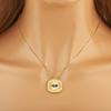 Nidin New Trendy Square Shape Evil Eye Charm Pendant Necklace For Women Men Copper Shiny Crystal Zircon Clavicle Chain Jewelry