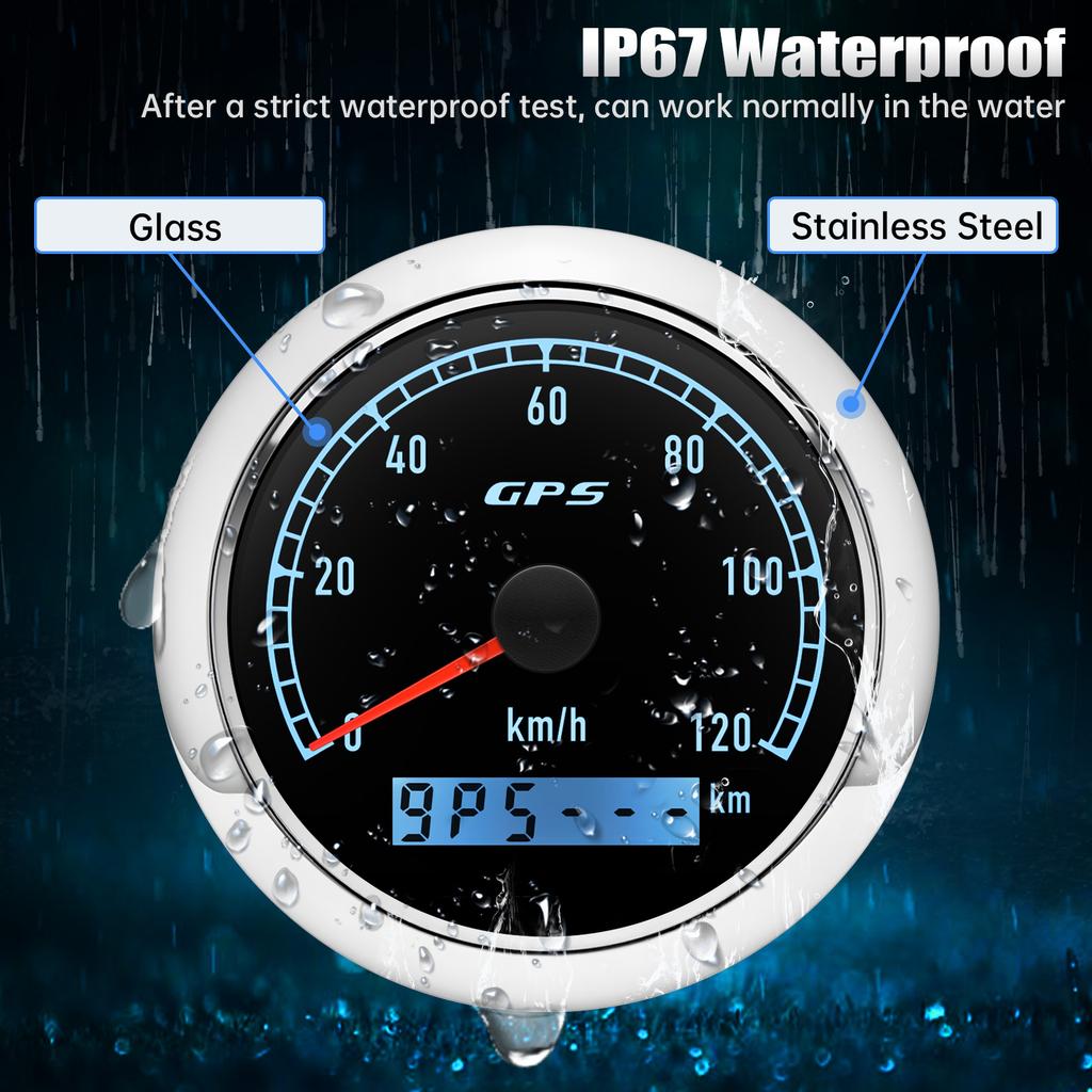 Custom 7 Color LED Universal 80MM GPS Speedometer 0-120kmh 0-60kmh Speed Meter For Boat Car Yacht 80MPH Odometer With Antenna