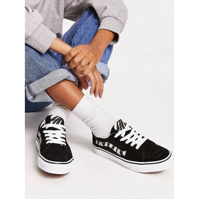 

Черно-белые кроссовки с зебровым принтом Vans SK8-Low