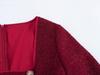 2025 Spring Women's European & American Color Block Double-Breasted Square Neck Dress