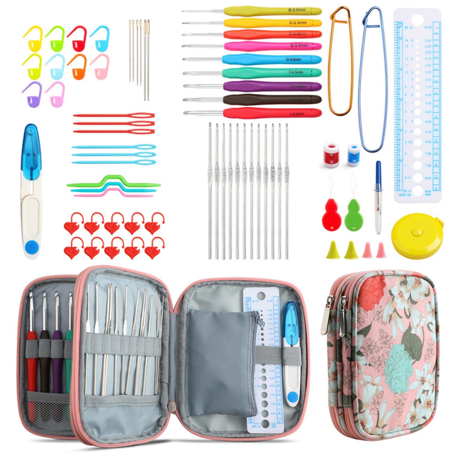 

Coopay Metal Circular Knitting Needles Set - Round and Double Pointed, Knitting Gift for Adult Beginners & Experts - Includes Cable Needles and Case A розовый