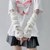 Y2k Star Knitted Gloves Gothic Wool Sleeve Cuff Punk Fingerless Gloves  Girls