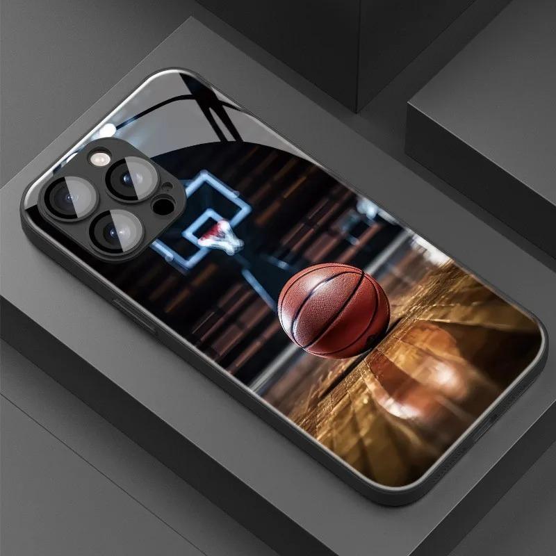 Basketball Gymnasium Tempered Glass Phone Case for iPhone 18 16 15 14 Plus 17 13 12 11 Pro Max 16E 17Air X XR XS MAX 7 8 Cover