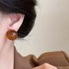Amber-Colored French-Inspired Minimalist Retro Stud Earrings