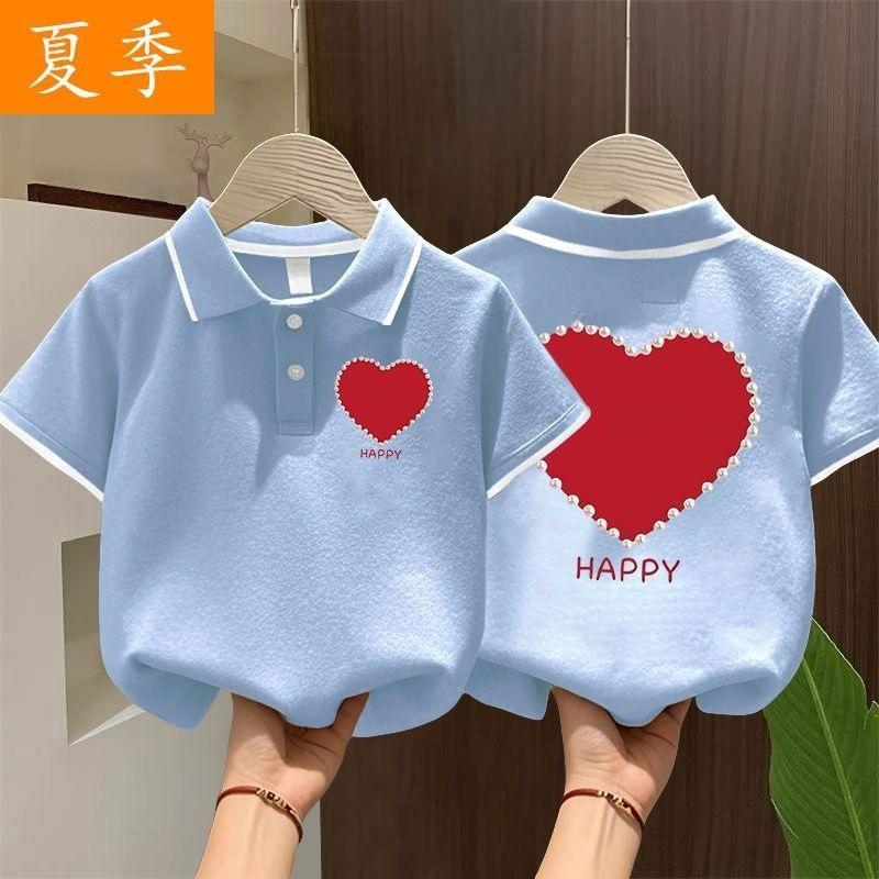 Girls Summer Loose Polo Shirt Short Sleeve T Shirt Trendy Casual Kids Clothes