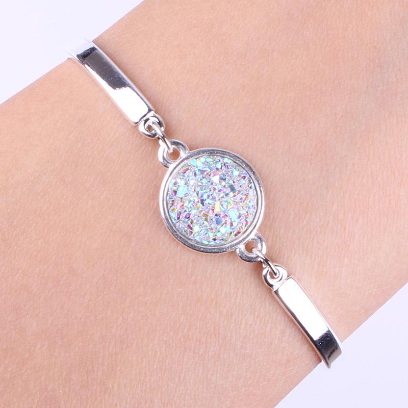 Natural Vintage Druzy Geode Stone Jewelry Rhinestone Pave Bracelets Druse