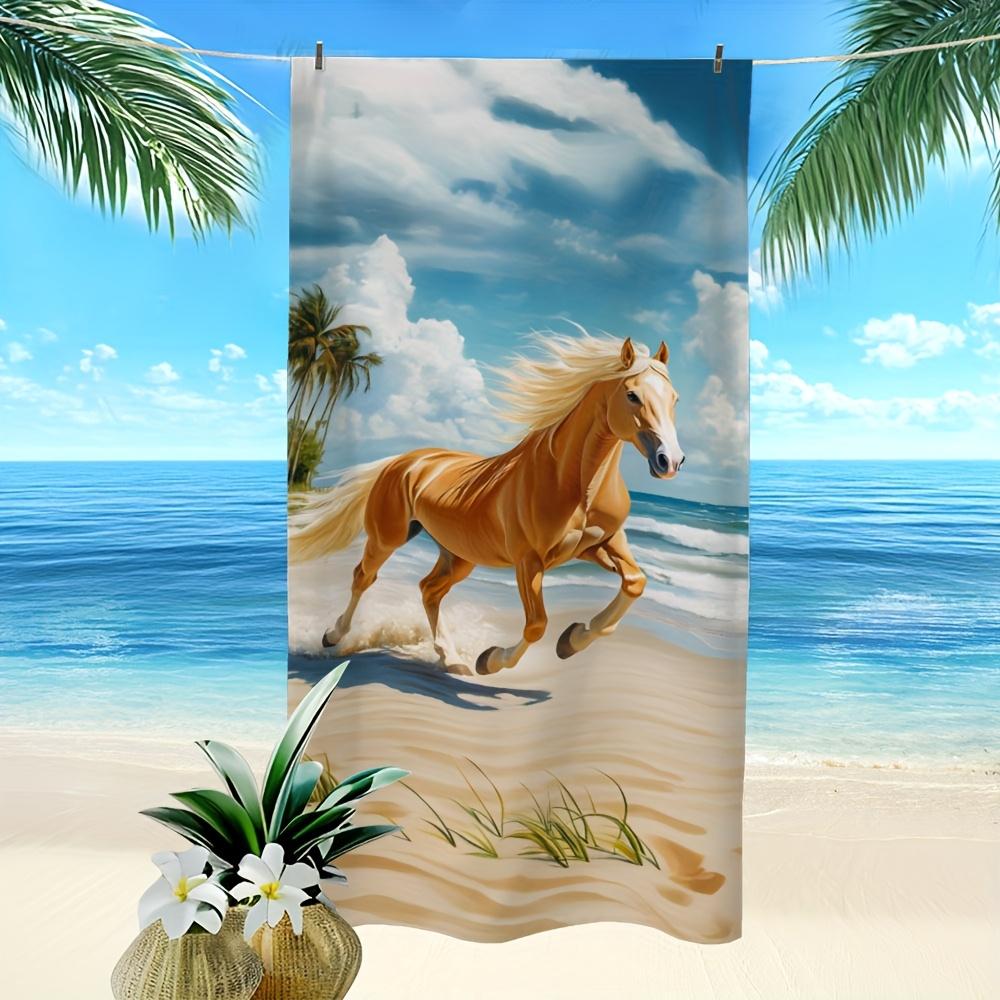 

Horse Printed Microfiber Beach Towel, Soft Absorbent Quick Dry for Swimming Camping W30*H60(CM)