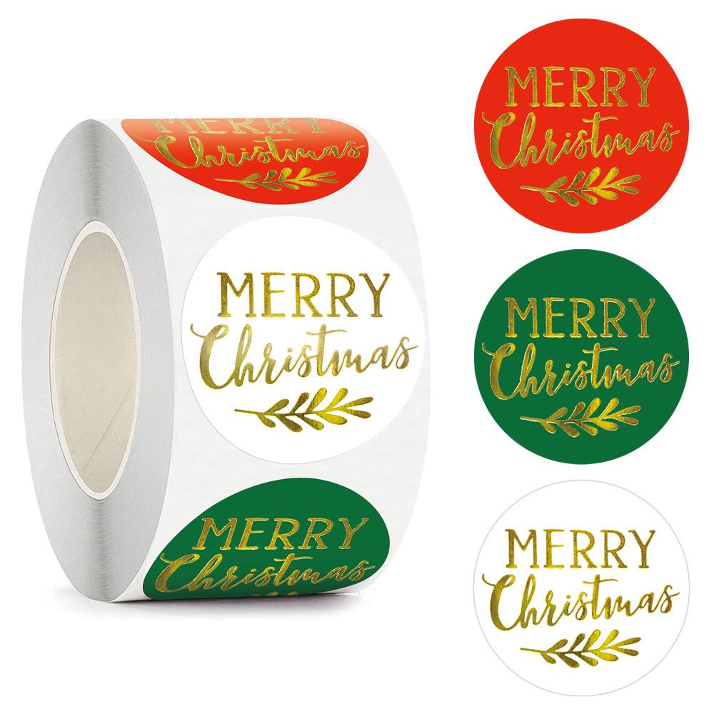 500pcs/roll 1.5inch Santa Claus Merry Christmas Stickers Gift Sealing Label Holiday Decor Baking Envelope Cute Stationery