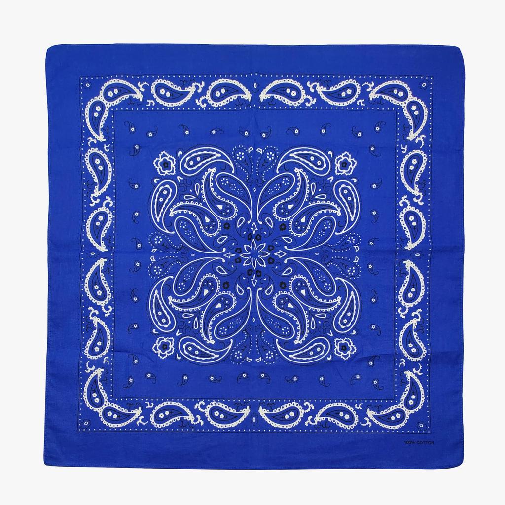 Trifong Bandana Blue 100% Cotton Bandana Adults Bandana Paisley Handkerchief Cashew Nut Pattern Men's Unisex Large 55cm x 55cm