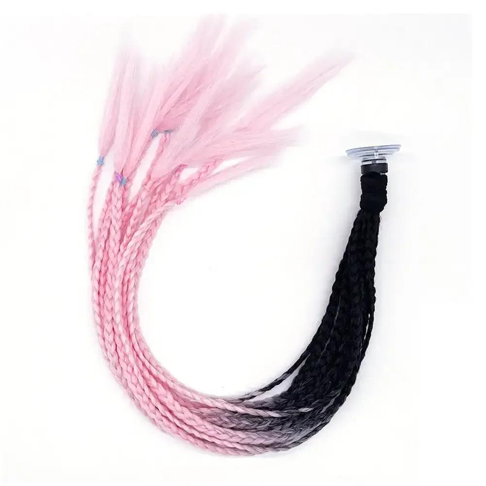 Helmet Dreadlocks Braid For Helmet Motorcycle Dreadlocks Dirty Braid Pigtail Gradient Synthetic Twist Braid Ponytail With Sucker