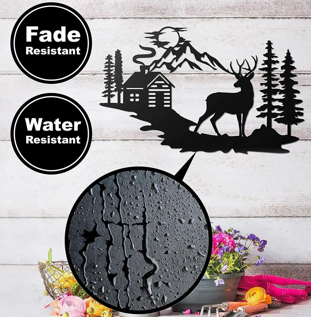 17.5”x11” Rustic Forest Wall Art – Elegant Deer Decorations for Home – Perfect for Cabin and Nature-Inspired Interiors