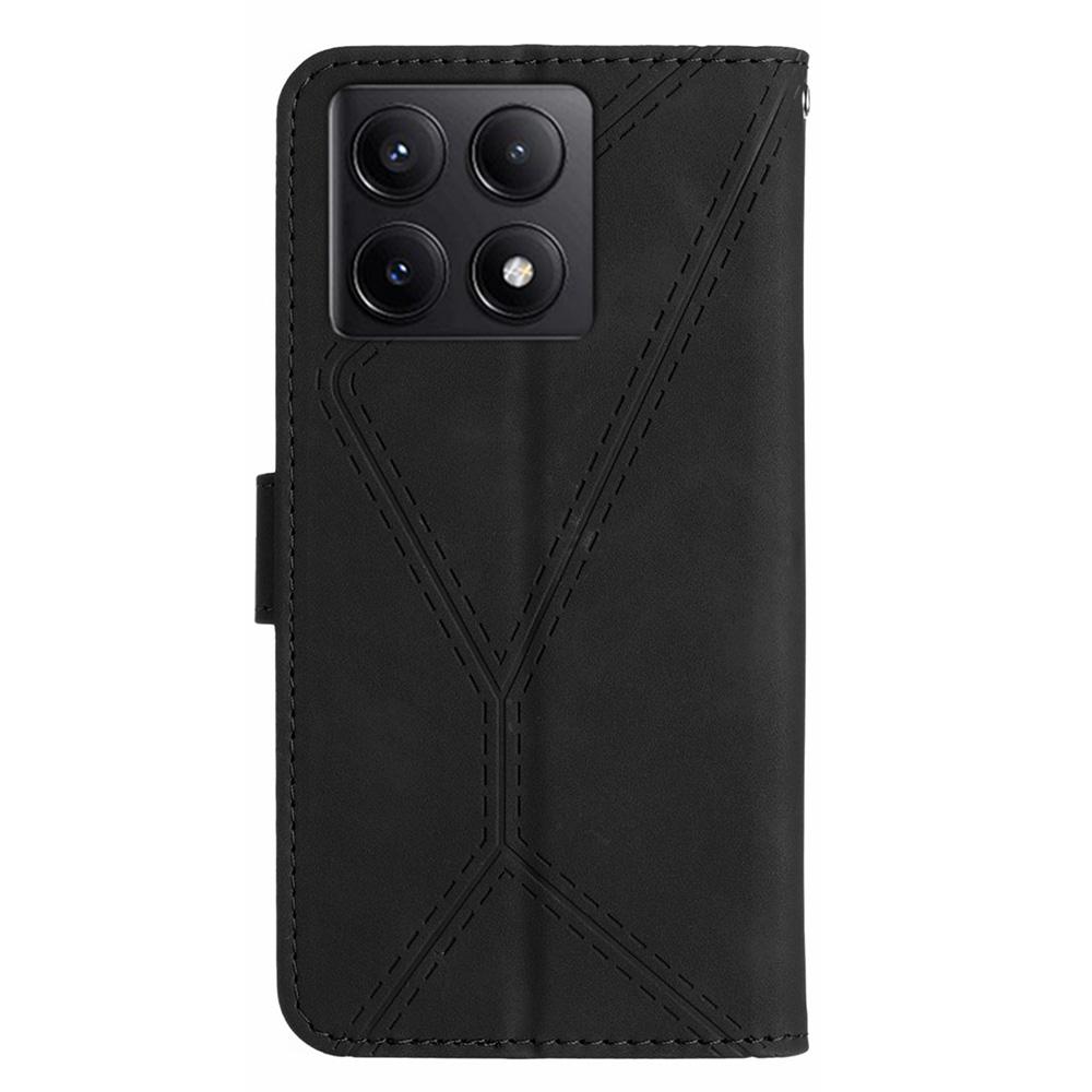 HT05 For Xiaomi 14T Pro Case Skin-Touch Lines PU Leather Flip Phone Cover