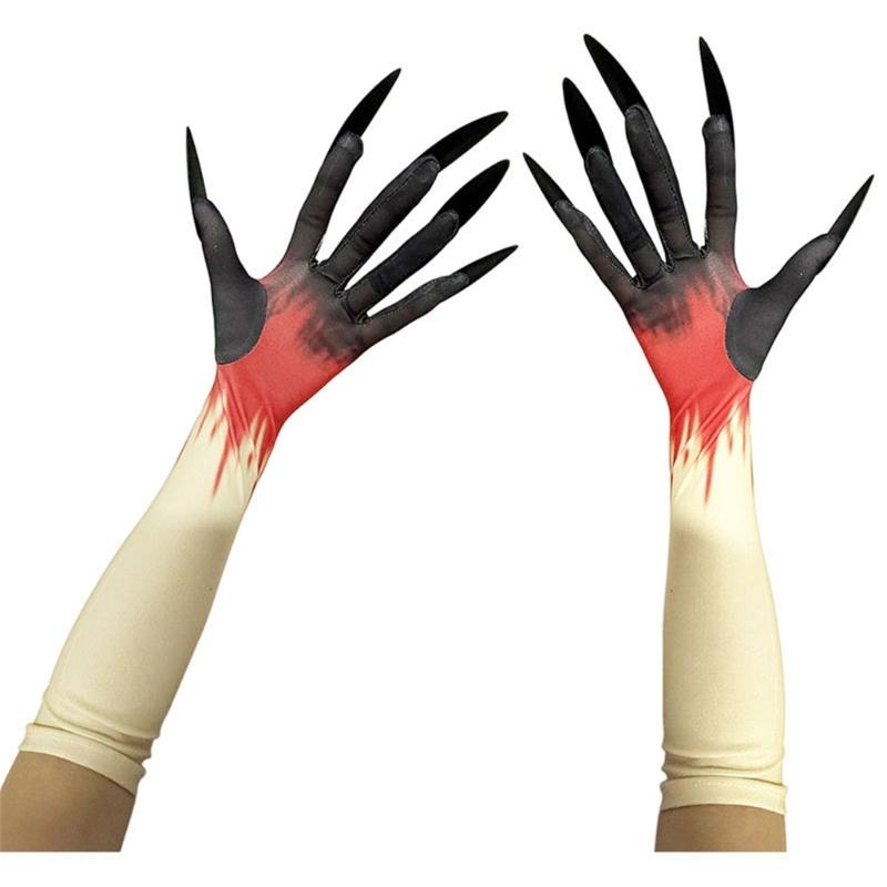 Realistic Horror Nails Gloves For Halloween Costume Party Accessories Practical Scary Claws Scary Role Play Gloves