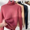Knitting Tops Women Long Sleeve Turtleneck Sweater Solid Color Thickened Fleece Lined Autumn Winter Knitwear
