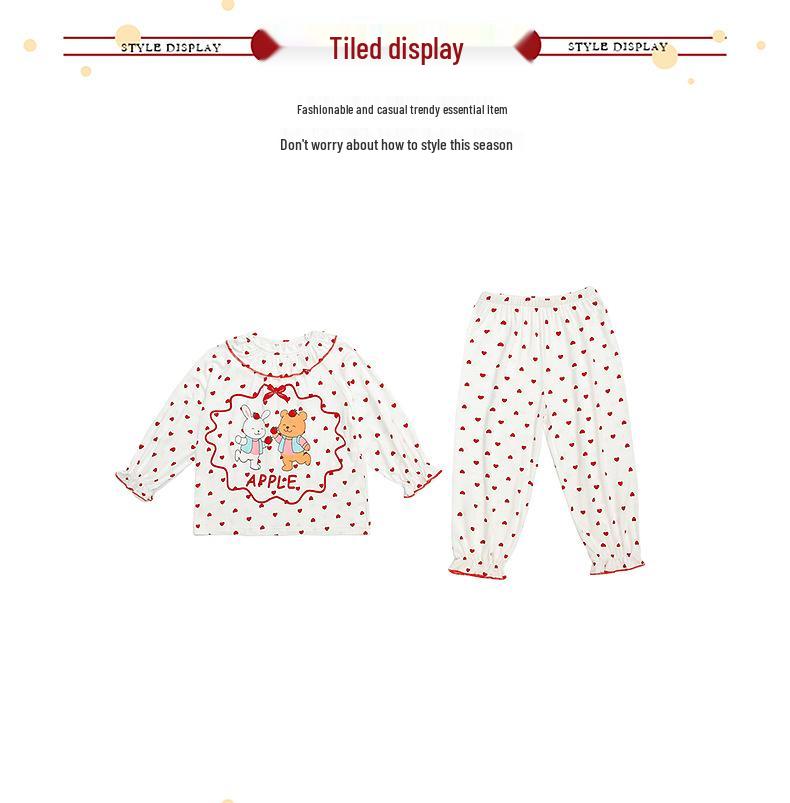 Girls' Modal Long Sleeve Pajamas - Cute Princess Design for Spring, Autumn, and Summer.