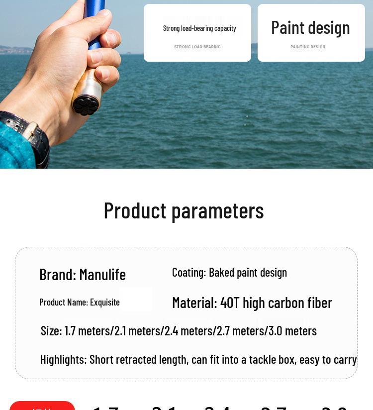 Teleskopowy Węglowy Podbierak 2.1m-2.4m: Ultra-Wytrzymały, Lekki do Wędkarstwa Muchowego Zawodniczego i na Duże Połowy