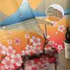 Japanese Style Sakura Sheer Voile Window Curtains Tulle Curtains Living Room Balcony Decoration Drapes