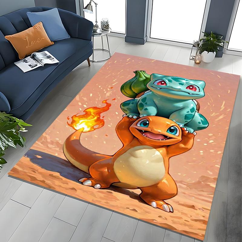 Japanese Anime Pokémon Bulbasaur Carpet for Living Room Bedroom Kid's Room Home Decor Area Rug Non-slip Mat Sofa Cloakroom Mat