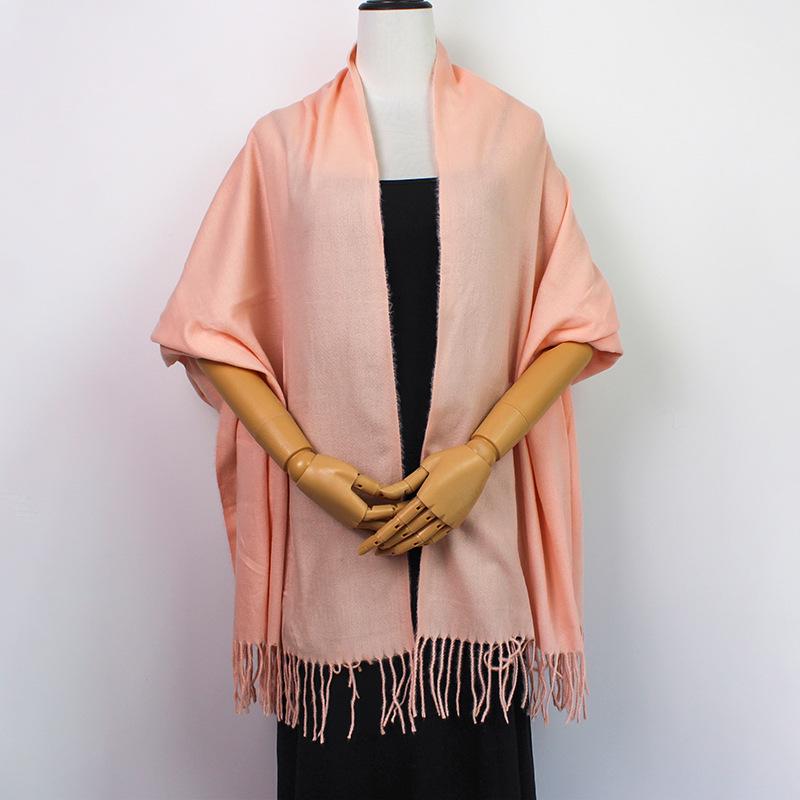 European-American Thickened Warm Winter Scarf: Long, Wide, Imitation Cashmere Shawl In Solid Colors
