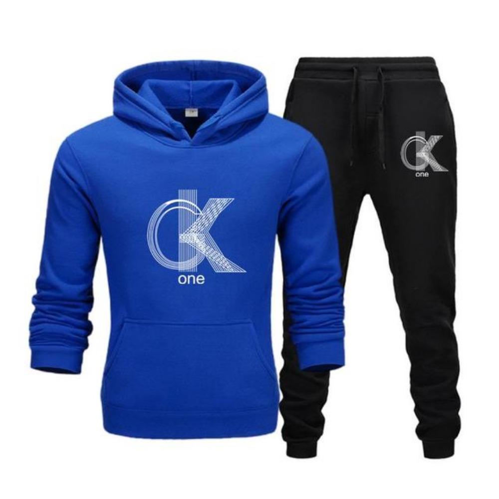Herenmode Bedrukte Hoodie+Broek Set, Casual Sportkleding+Sportkleding Set
