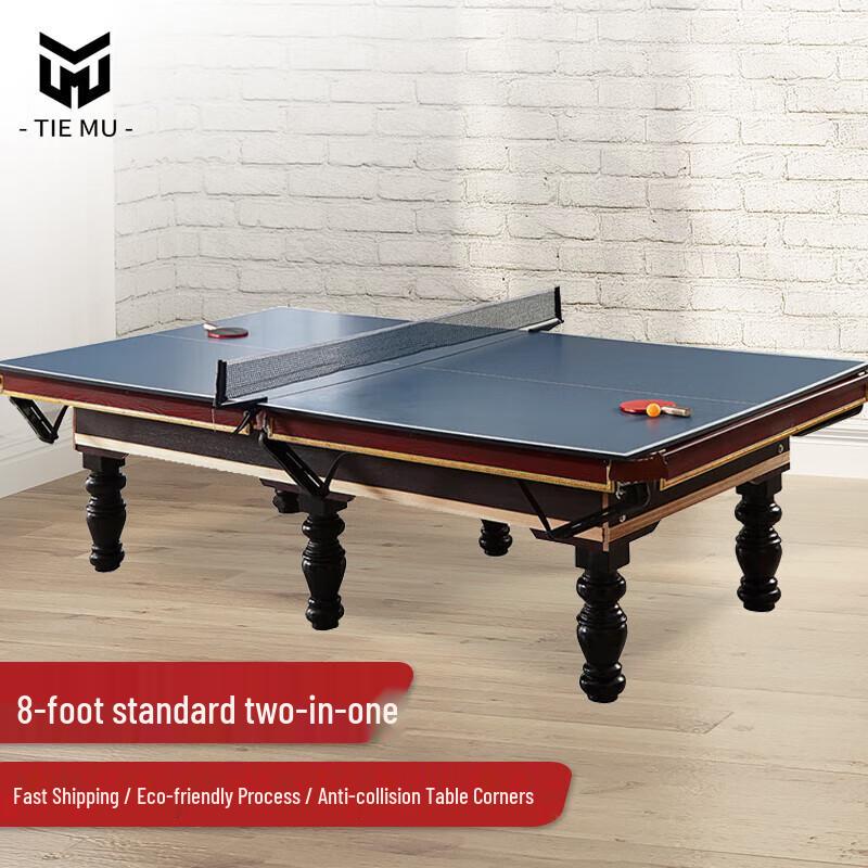 Tiemu 8-Foot 2-in-1 Pool & Table Tennis Game Table