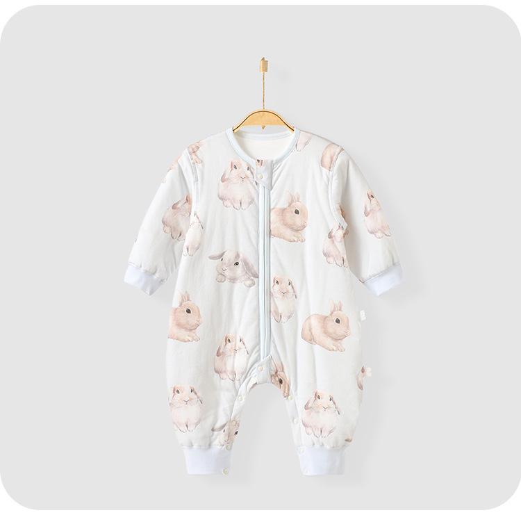 Yiri Infant Split-Leg Pure Cotton Sleeping Bag - Warm, Anti-Kick, Quilted, Long-Sleeve for Autumn & Winter