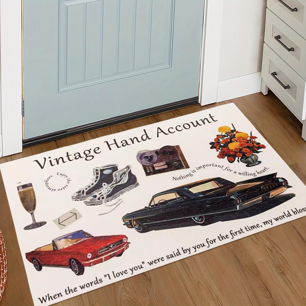 

American Retro Floor Mat Bathroom Anti Slip Quick Drying Cartoon Kitchen Foot Mat Entrance Door Home Decoration 30X50CM