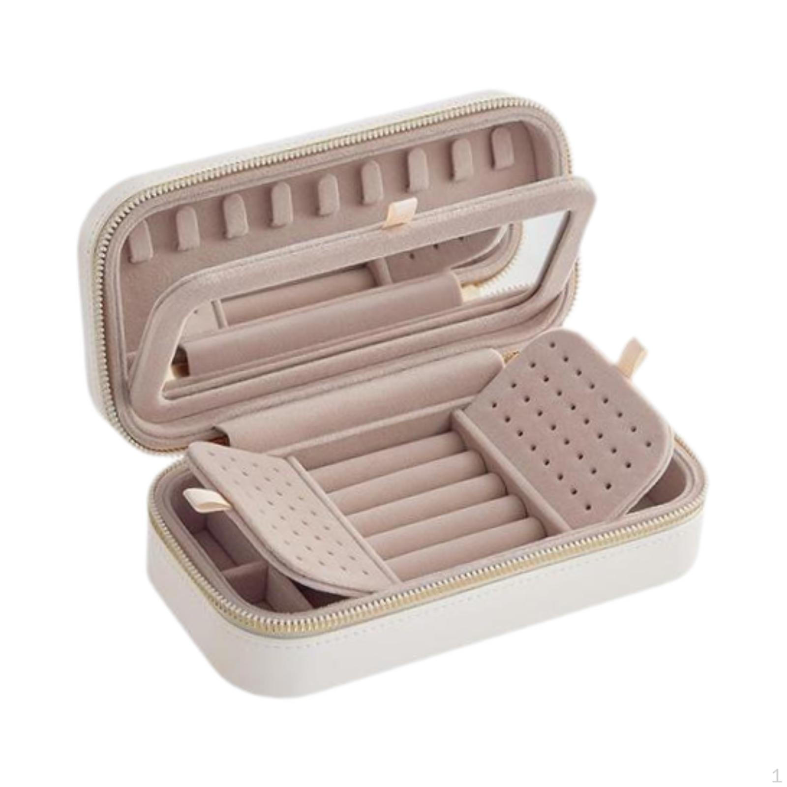 

Шкатулка для драгоценностей дорожный футляр подарочный простой держатель на молнии органайзер для хранения шармов белый