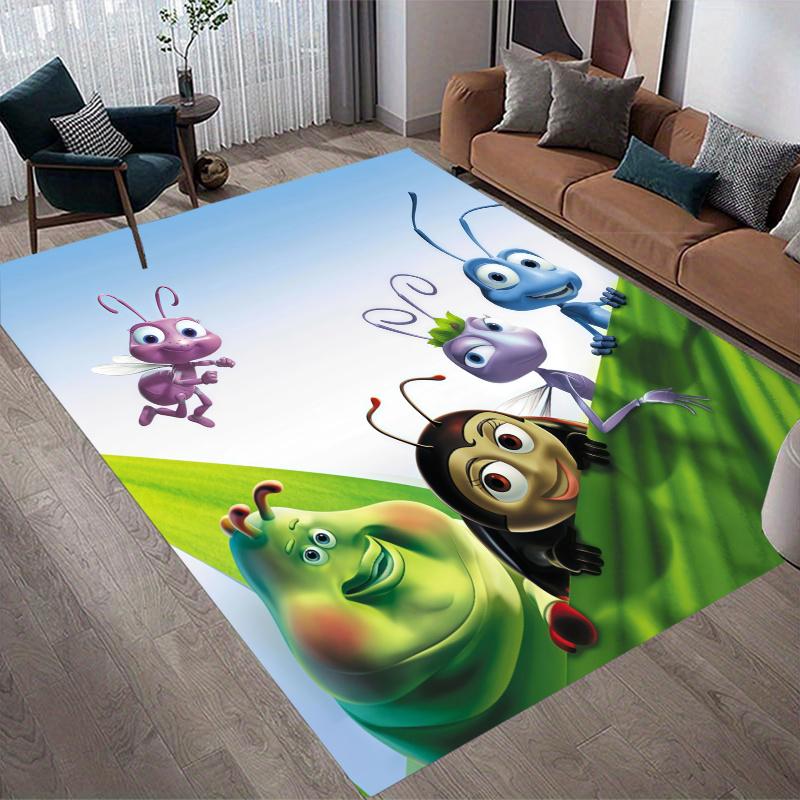 A Bug's Life Home Sofa Decoration for Living Room & Bedroom, Non‑Slip Play Flannel Floor Mat for Game Room