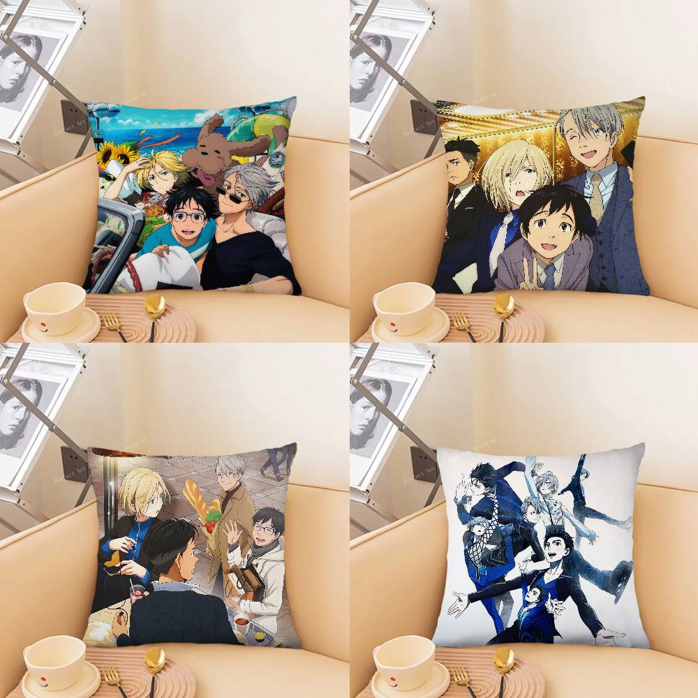 Anime YYURi On ICE Pillow Case Fashion Square Pillowcase Bedroom Sofa Room Ins Decoration Leisure