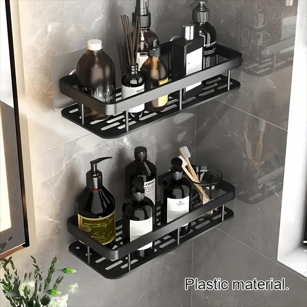 Wall Mounted Shower Rack Large Capacity No Drilling for Bathroom Kitchen Space Saving Easy Install Store Toiletries Cosmetics