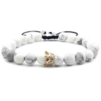 Frosted Black Agate & White Turquoise Beaded Bracelet - New Stock Available