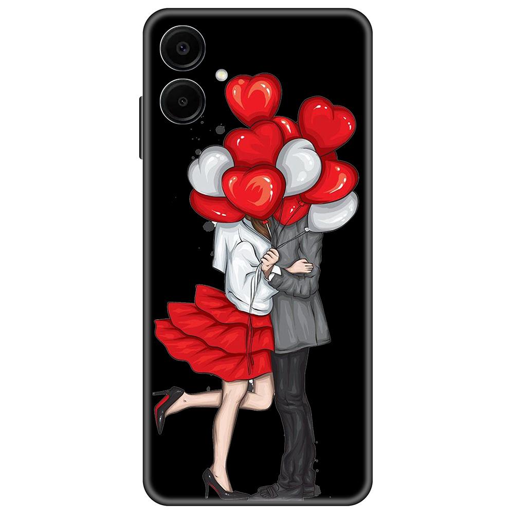 for Samsung Galaxy A06 Black Case Cute Luxury 6.7inch Cases on GalaxyA06 Soft tpu Cover shockproof Bumper