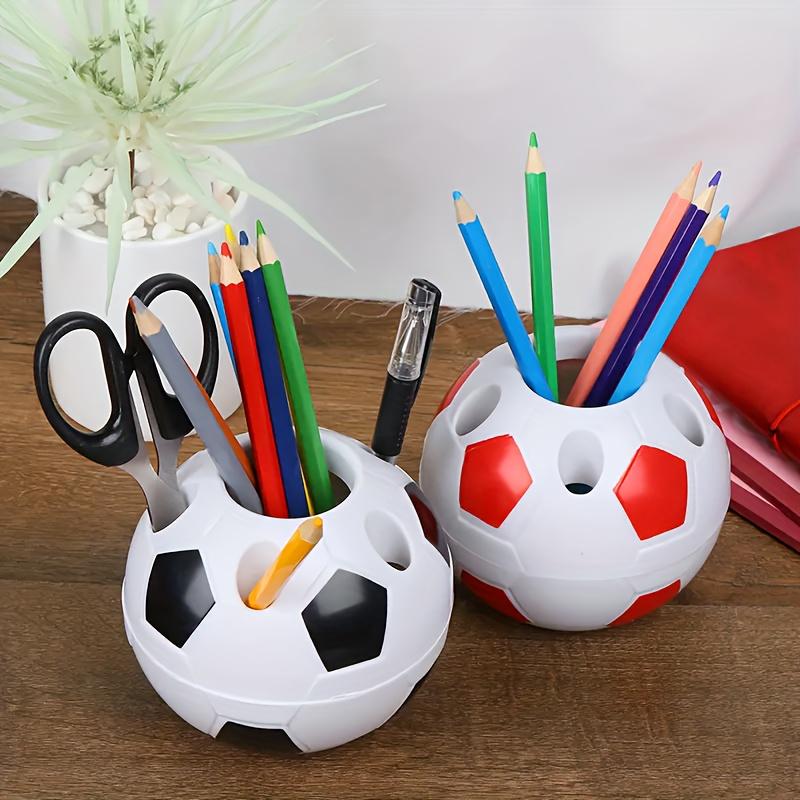1 Cartoon Soccer Pen Holder, Multifunctional Office Desk Storage Rack, Suitable for Office Supplies, Portable