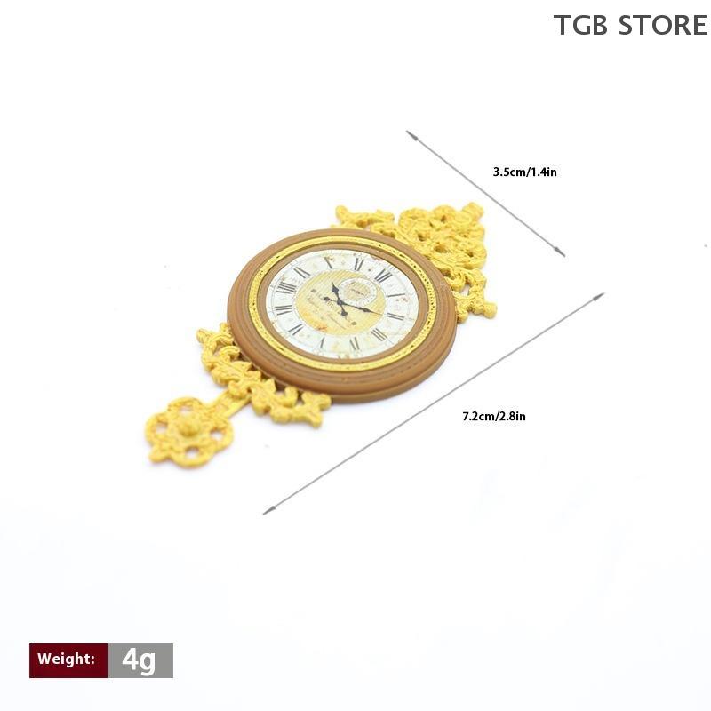 1Pcs Pretend Retro European Wall Clock Furniture 1:12 Miniature Home Decor Accessories