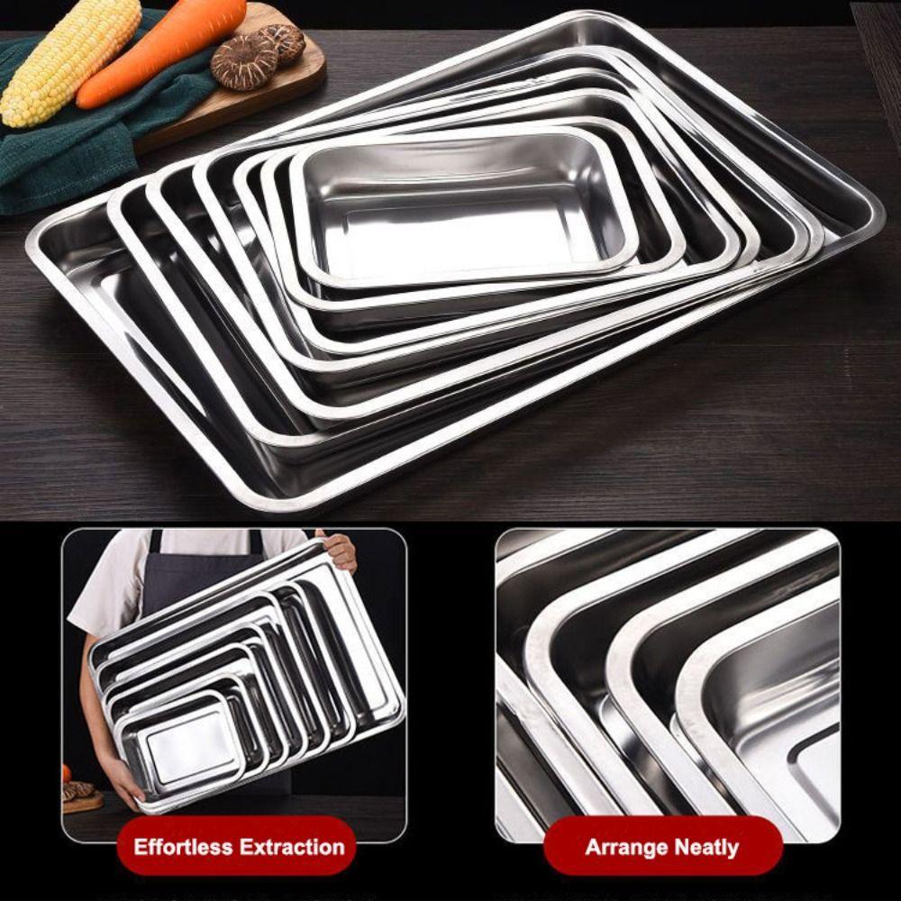 Rectangle Stainless Steel Tea Tray For Home Office Teahouse Restaurant Japanese Style Serving Platter Kitchen Bar