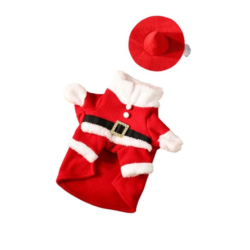 Red Crochet Santa Geese Costume Soft Yarn Outfit Seasonal Yard Decoration Handcrafted Santa Geese Costume