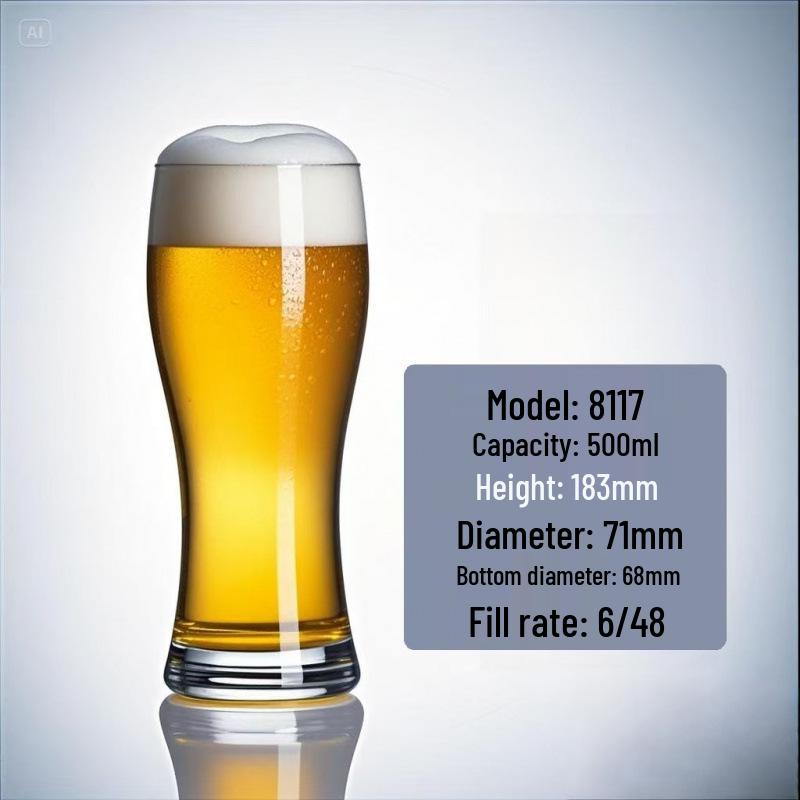 Large Capacity Waist-Slimming Crystal Beer Mug - Thickened Wheat Craft Glass for Household Use