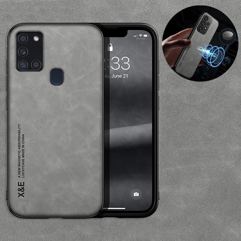 

Чехол для Samsung A21S, автомобильный держатель, магнитный кожаный чехол для телефона Samsung Galaxy A21S A 21S A21 S, противоударный силиконовый чехол на заднюю панель