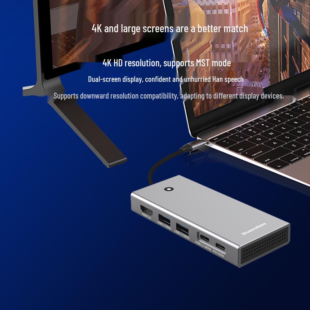 M2 Dual Protocol Type-C Docking Station with HDMI 2.0 and USB Hub for Laptop Expansion