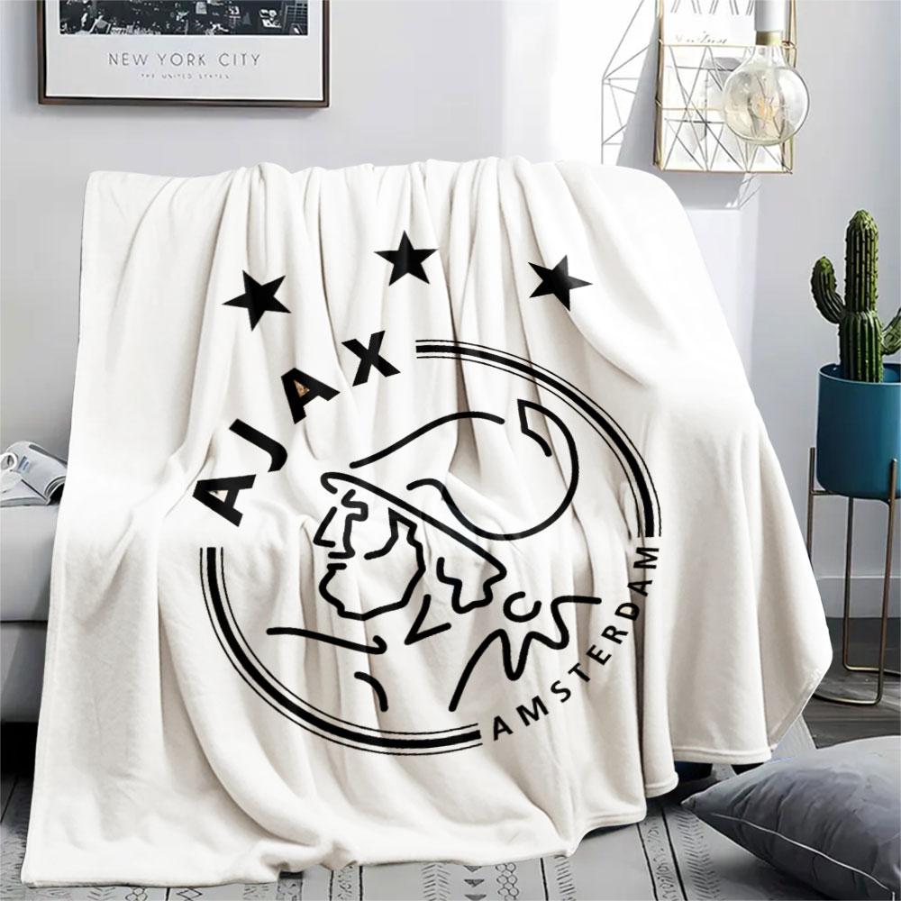 AFC Ajax Amsterdam logo Printed Flannel Blanket, soft throw for bedroom sofa, washable,soccer fan merchandise, great gift. 80cm x 120cm
