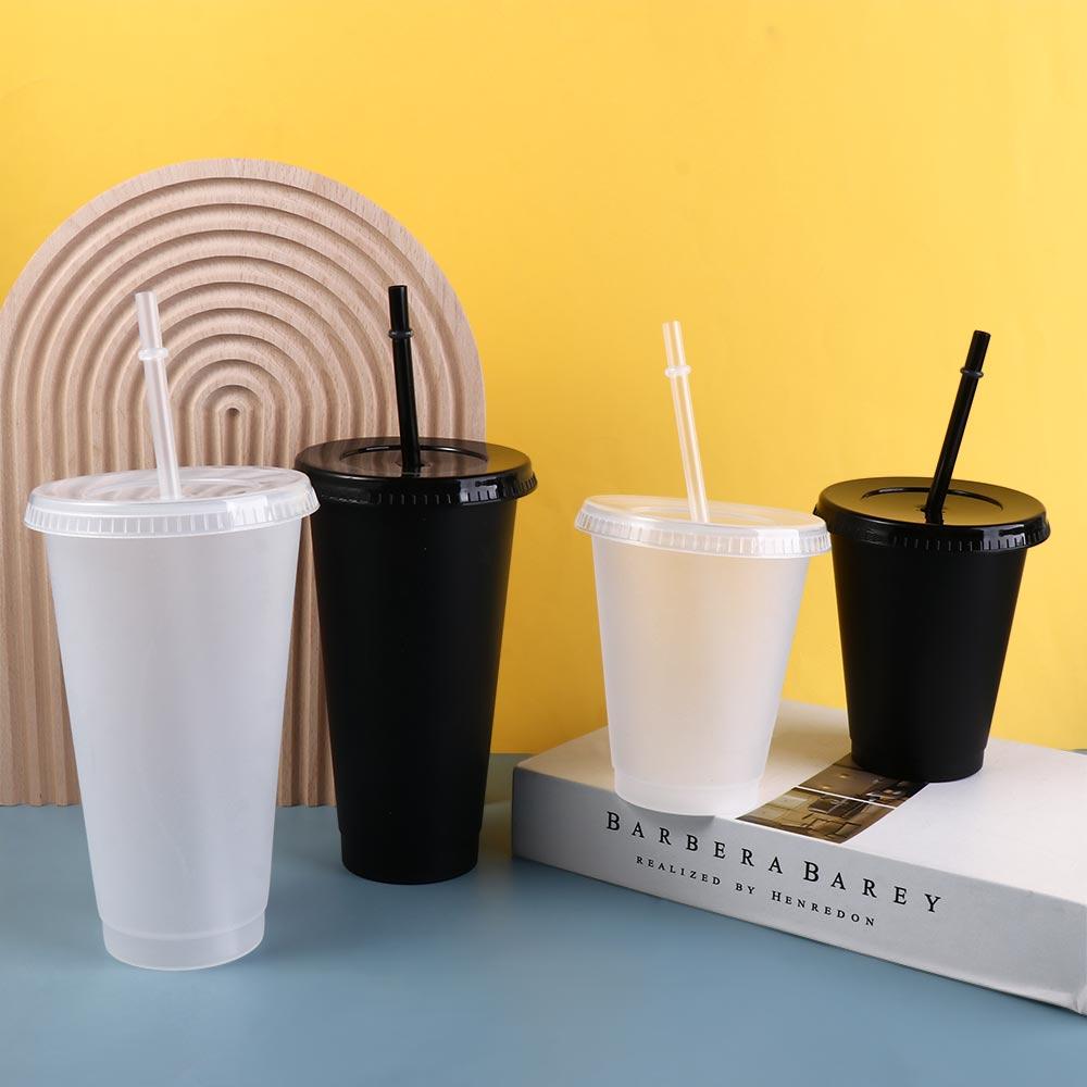 

with Straw Change Color Straw Mugs with Lid Drinks Cup Reusable Tumbler Coffee