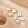925 Sterling Silver Lucky Clover Pearl Stud Earrings - Autumn/Winter Collection