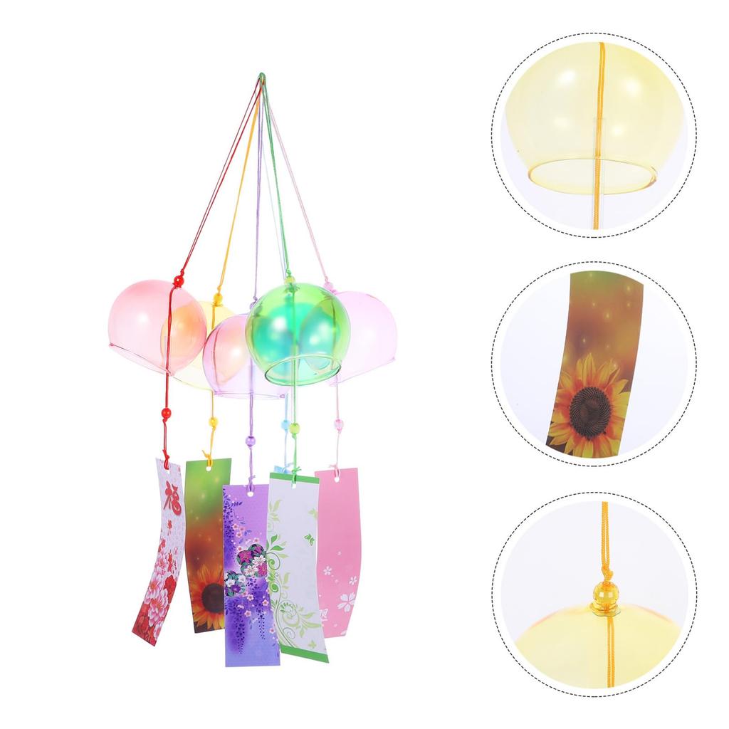 Didiseaon Glass Wind Set of Hanging Decorations for Balconies and Colorful and Japanese Wind Chimes Japanese-Style Chimes, 6, Gardens, Long-Lasting