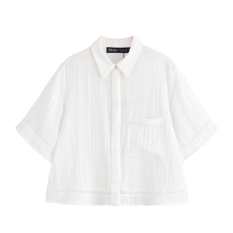 Kaslead New Women clothes Western Style Simple Short sleeve Lapel Shirts Trousers 8017741 8330741